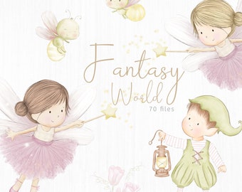 Fairy Garden watercolor clipart