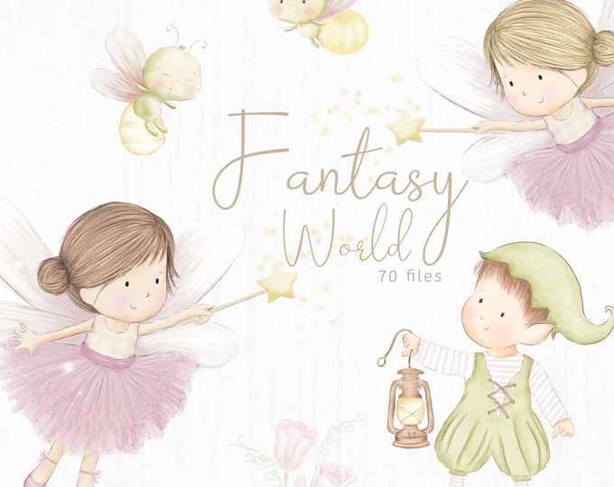 Featured listing image: Fairy Garden watercolor clipart