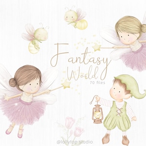 Fairy garden watercolor cliparts