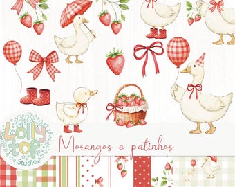 Vintage Berry and goose - clipart
