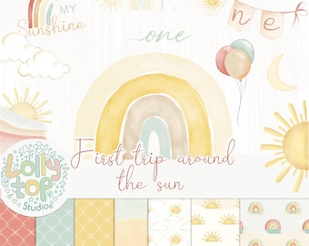 First Trip Around The Sun, my sunshine watercolor clipart collection