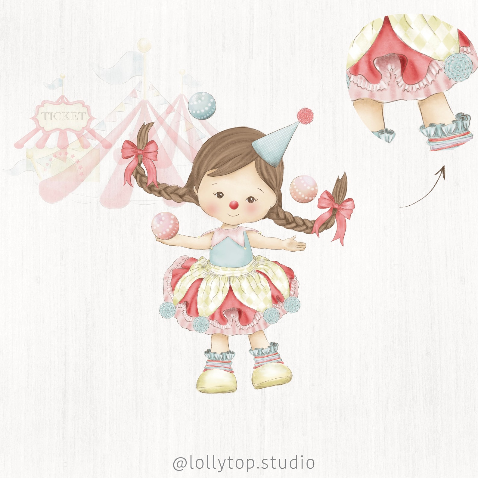 Circus - Circus Vintage Digital, Little Clown Watercolor Clipart's - Etsy