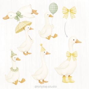 Silly goose and daisy - clipart and digital papers image 2