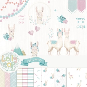 Llamas - Cliparts and Digital papers