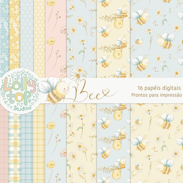 Bee - Cute bee digital paper