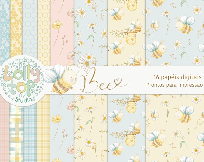 Featured listing image: Bee - Cute bee digital paper