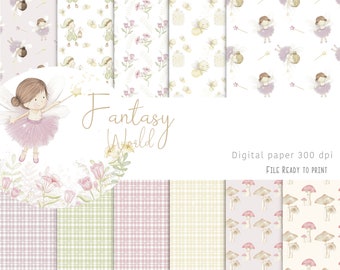 Fantasy world - fairy garden digital paper