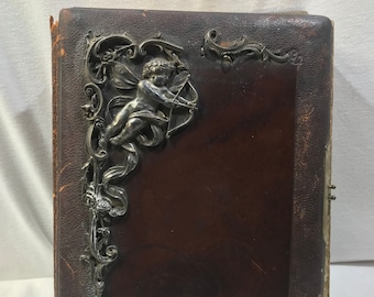 Antique Victorian photo album, Germany late 1800&#39;s to early 1900&#39;s, 49 photos and cabinet cards, German WW1 era photo book