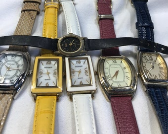 Vintage watch lot, old watches, ladies mens watch lot, Gossip, Isaac Mizrahi, Liz Claiborne, Q&Q, analog watches, 6 non working