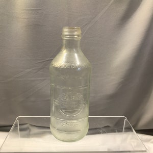 Pepsi bottle, clear antique soda bottle, vintage PepsiCola bottle, clear glass, embossed