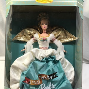 Angel of Joy Barbie, 1998 Barbie doll, collector edition, angel wings blue and white dress collectible Barbie doll