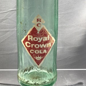 Royal Crown RC soda bottle, vintage clear light green glass, 16 oz, 1960s soda bottle, collectible glass, half quart