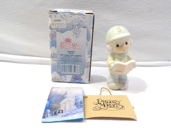 Precious Moments 1992 Sugar Town Boy Caroling Figurine, Enesco, Sam Butcher