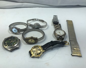 Vintage watch lot, old watches, Time, Peugeot, Hawthorne, Affinity, 6 non working analog