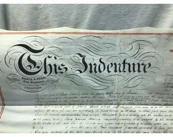 Antique Mortgage of Leasehold Indenture document from 1877, wax seal, rare vintage UK document
