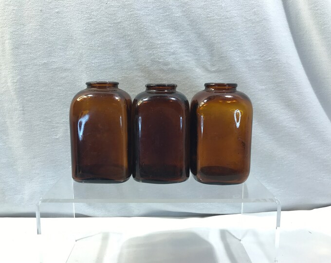 Vintage Snuff Jars, Brown Glass, Set of Three Vintage Snuff Bottles