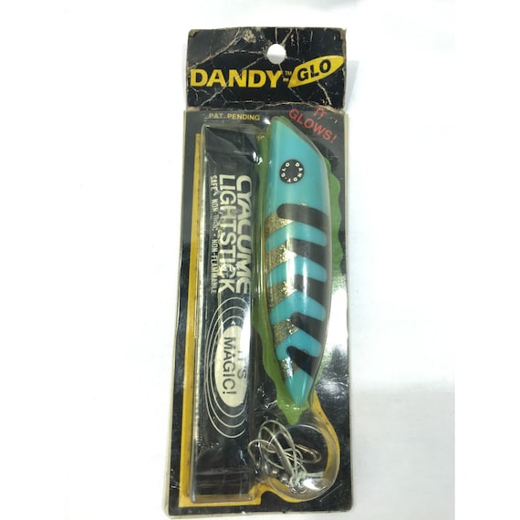 Vintage Fishing Lure, Dandy Glo Light up Lure, Large 5.5 Blue Lure