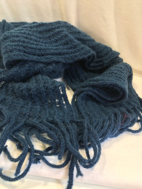 Ladies winter scarf, 6" wide 88" long, dark blue … - image 5