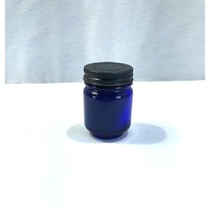 Vintage cobalt blue Vicks Vaporub jar, small blue glass jar
