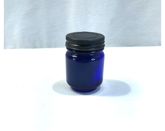 Vintage cobalt blue Vicks Vaporub jar, small blue glass jar