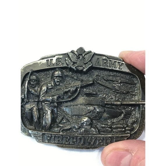 Vintage 1983 US Army Firepower belt buckle, made … - image 3