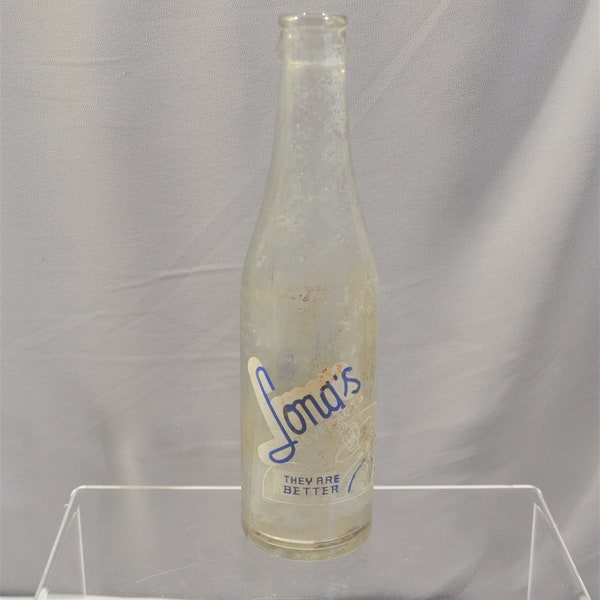 Long's Beverages bottle, Fit for a King drink bottle, RARE, 8.5" tall, vintage glass soda bottle