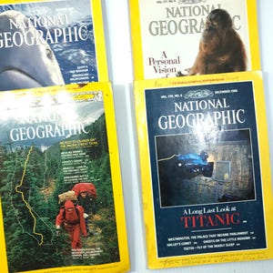 National Geographic Magazine lot, 4 Nat Geo vintage magazines, 1971, 1990, 1986, 1995 NatGeo archive