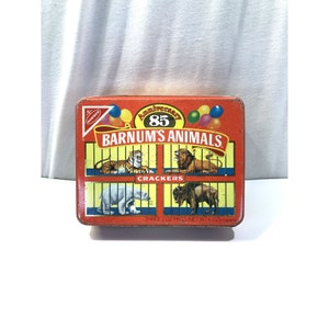Vintage 1987 Nabisco Barnum&#39;s Animals limited edition tin, 85th Anniversary metal tin with lid
