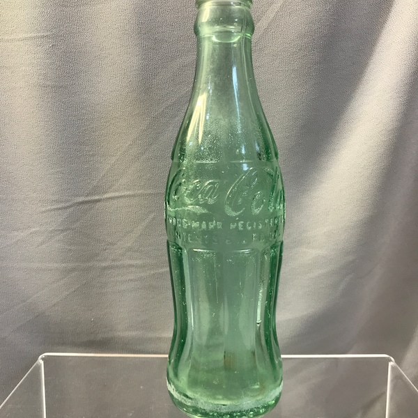 Coca-Cola bottle, Newport News or Springfield Mass , antique, vintage clear green glass soda bottle, 6 ounce