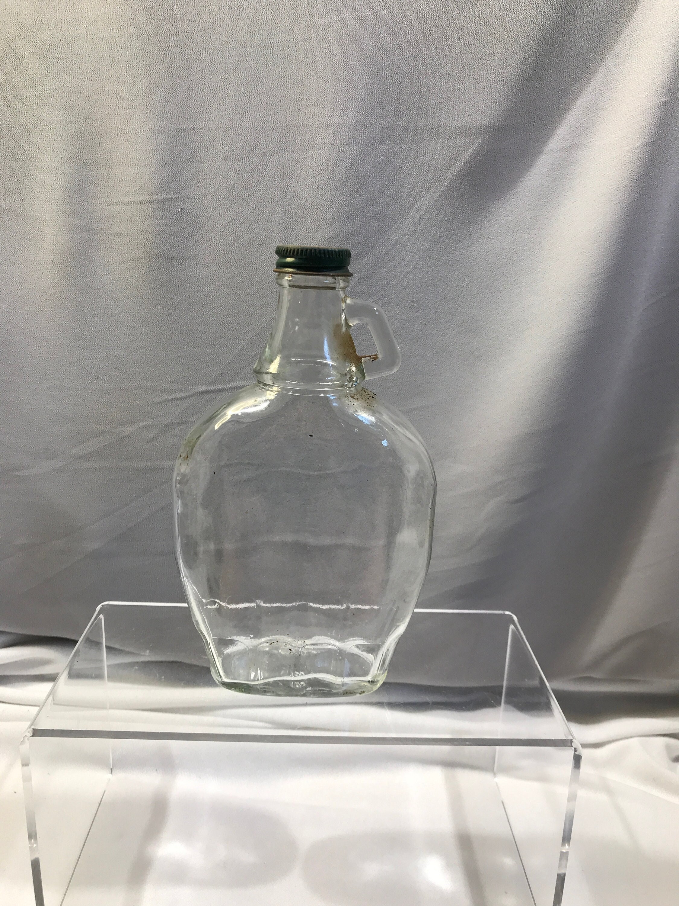 Antique maple syrup bottle screw top with lid clear glass Etsy