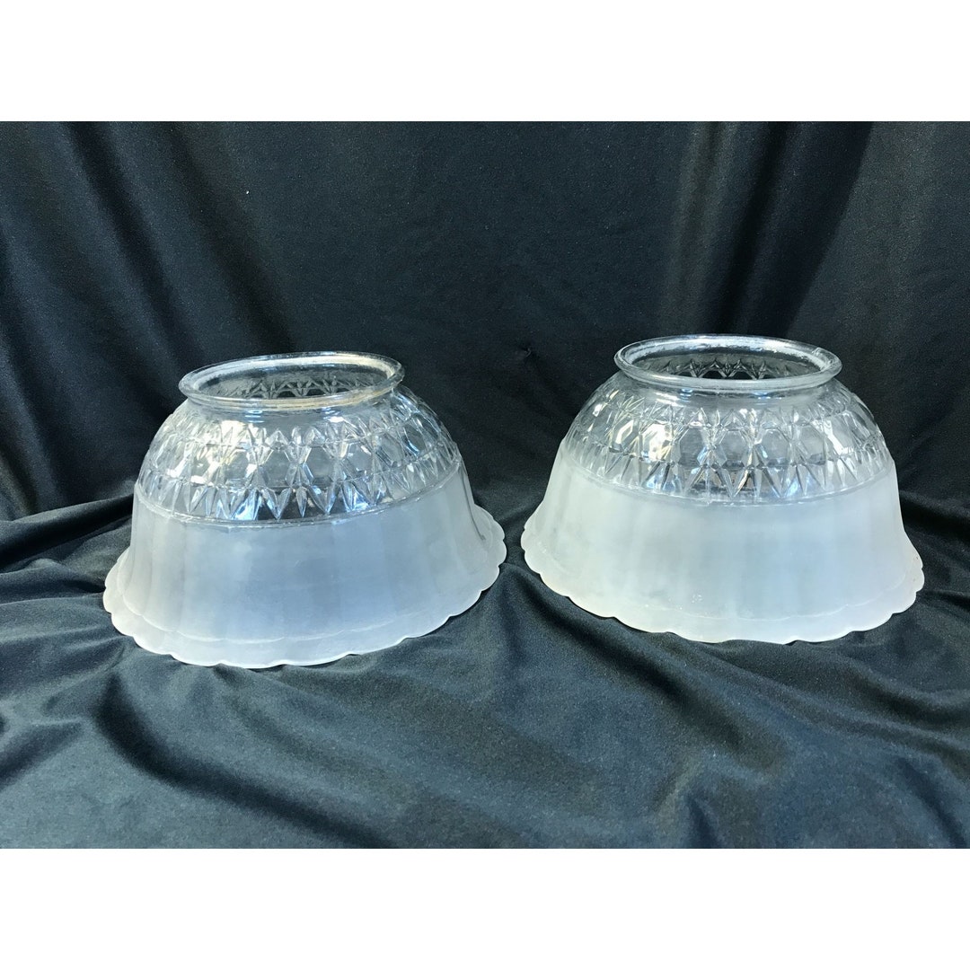 Vintage Frosted Glass Lamp Shade Set, Embossed Design, Set of 2 Etsy
