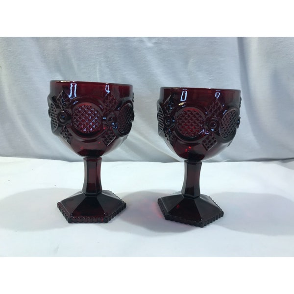 Avon Cape Cod Collection ruby red goblet pair, set of 2 drink goblets