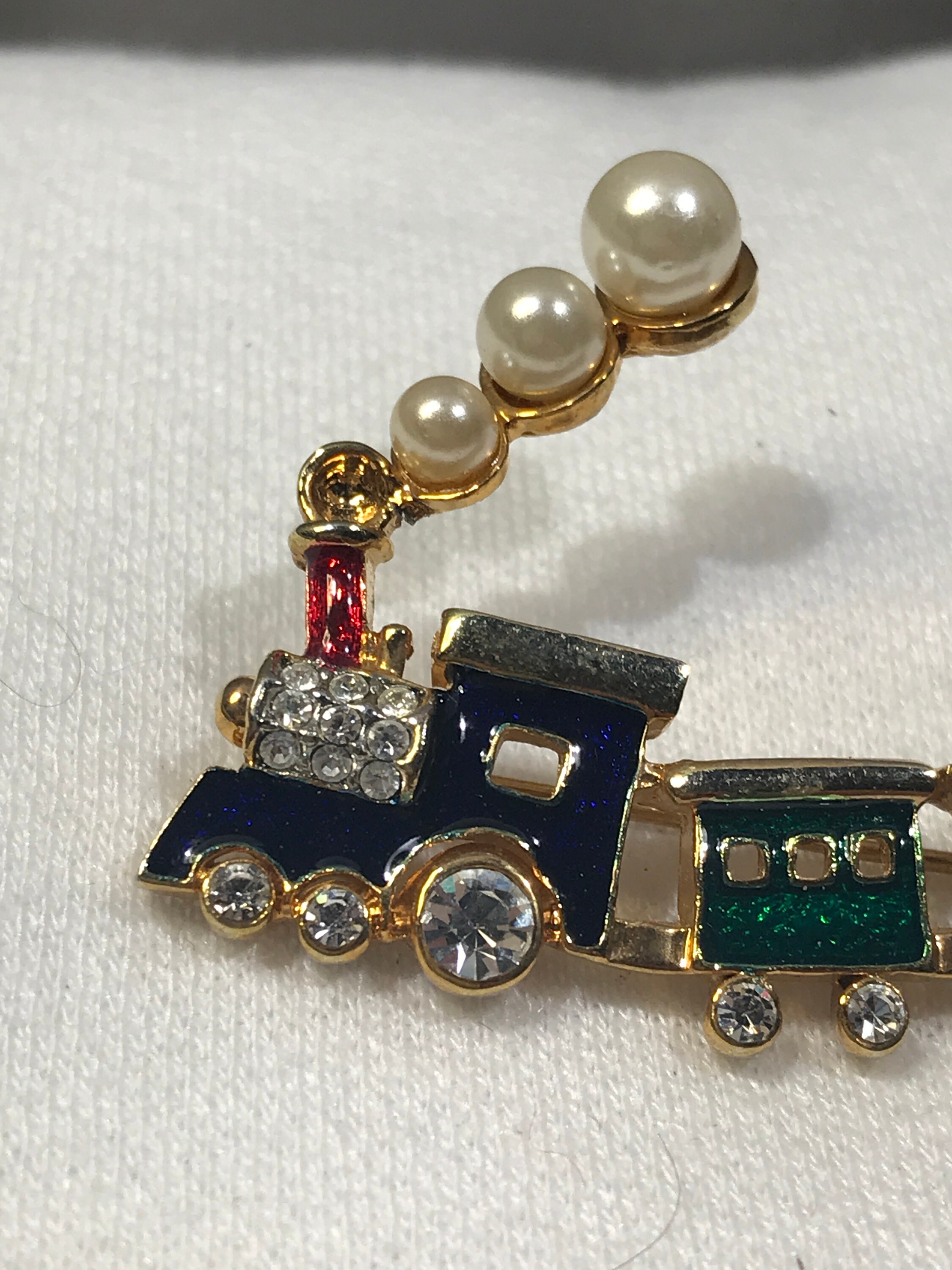 Train pin Christmas design Vintage Christmas Train sparkly | Etsy