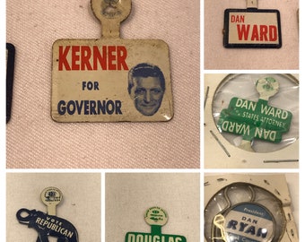 Knapp för politisk kampanj i vintagestil: 1960-talsminnessaker