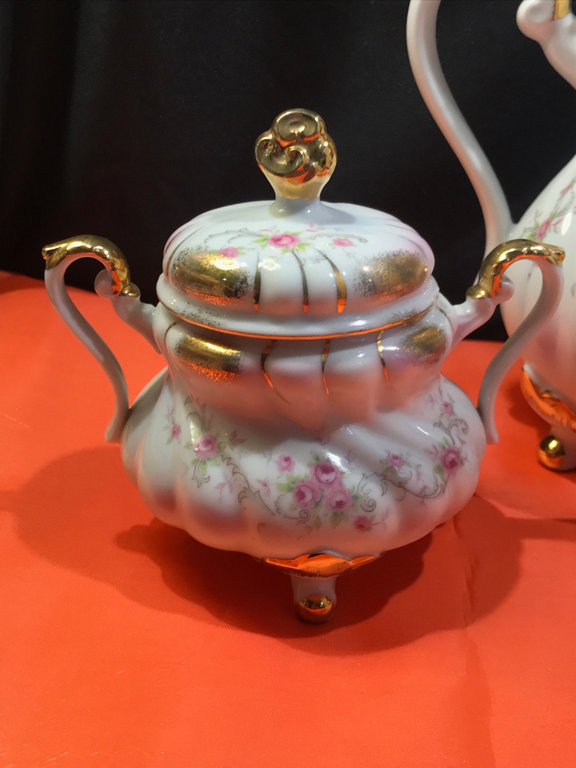 Lefton China Tea Set Teapot Sugar Bowl and Creamer Hand Etsy