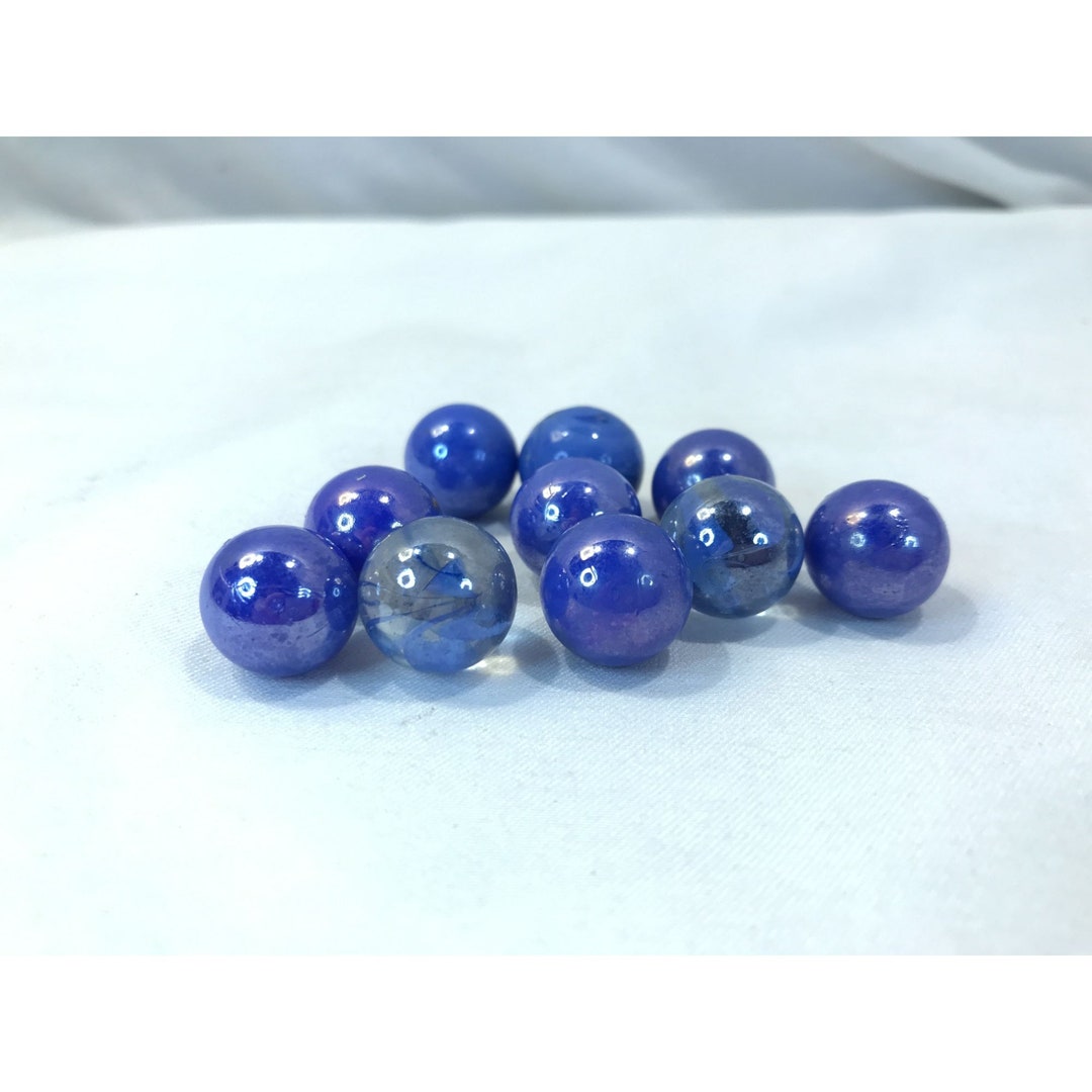 Vintage Marble Lot Clear Blue Glass Marbles Qty 10 Etsy