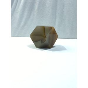 Polished onyx diamond shaped paperweight, vintage faceted onyx marble stone, 2.5"