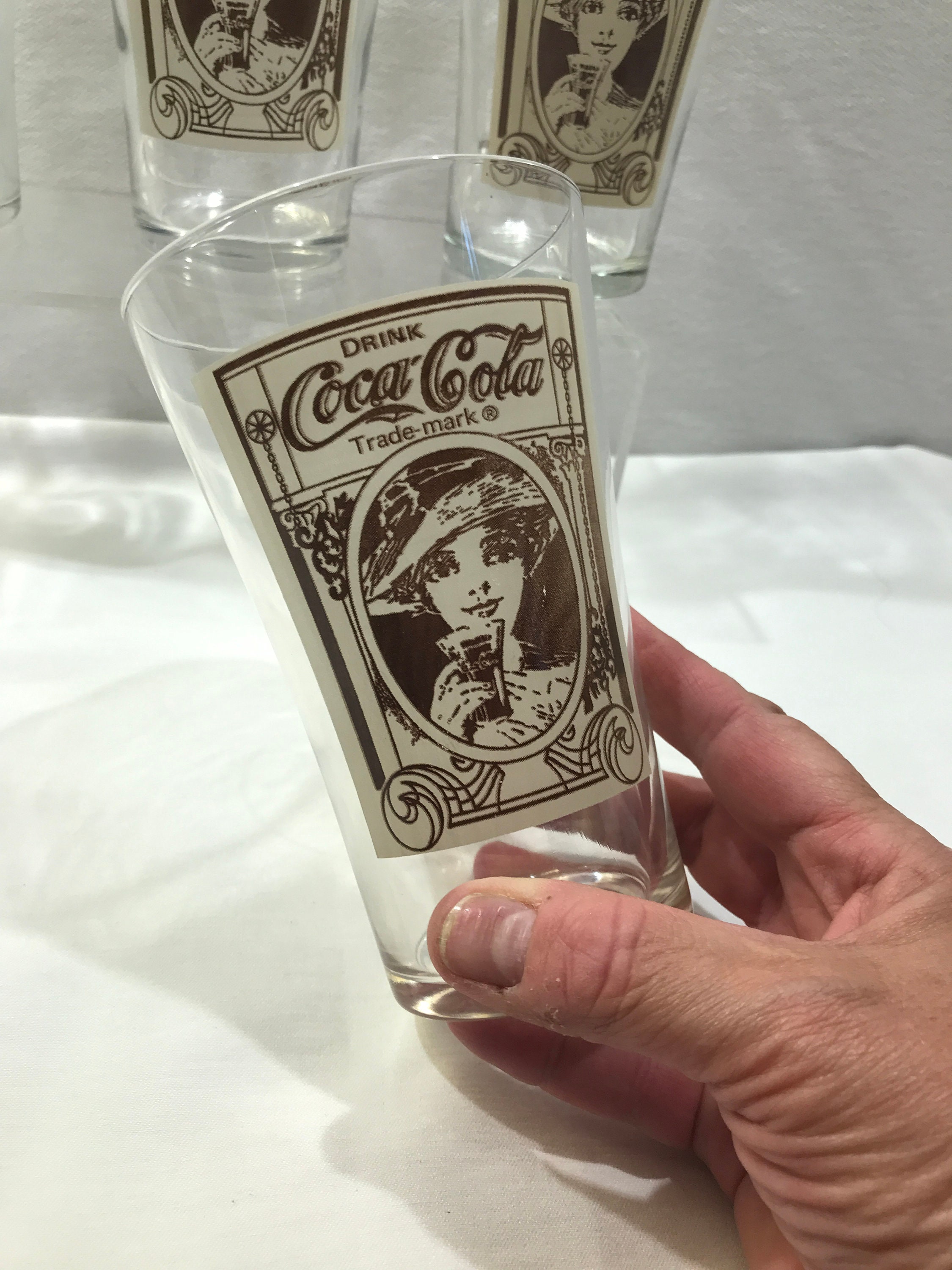 Coca-cola Glass Set, Vintage 16 Oz Soda Fountain Drinking Glasses, Set of 5  Collectible Tumblers 
