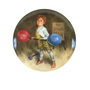 1983 Reco Int. Knowles collector plate, Johnny the Strong Man, John McClelland, COA, Children&#39;s Circus Collection