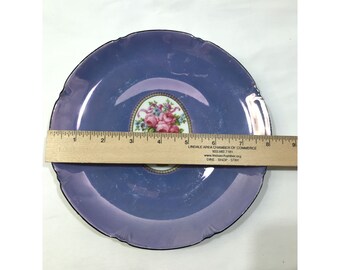 ロイヒテンブルク磁器皿、ドイツ、紫とバラ、8インチのビンテージ装飾