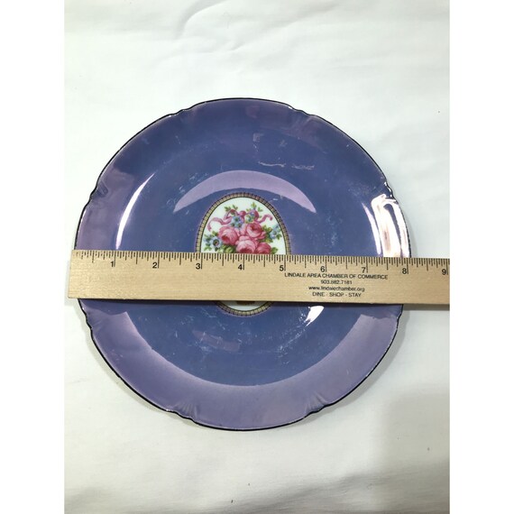 ロイヒテンブルク磁器皿、ドイツ、紫とバラ、8インチのビンテージ装飾