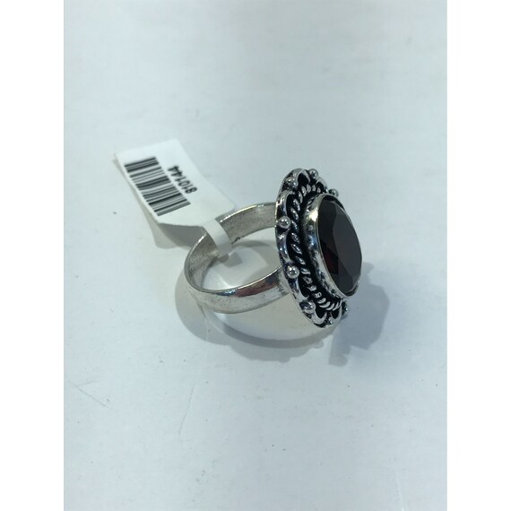 Garnet ring, German silver, deep red gemstone rin… - image 8