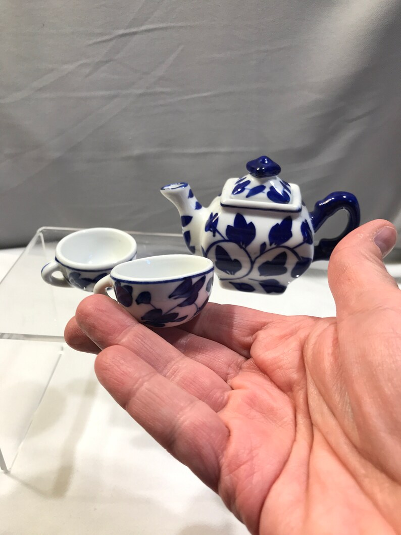 Miniature Tea Set Porcelain Dollhouse Set Vintage Toy 4 Etsy