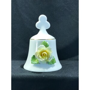 Vintage House of Goebel yellow rose bell, fine bone china, Staffordshire England collector bell, 4 in tall