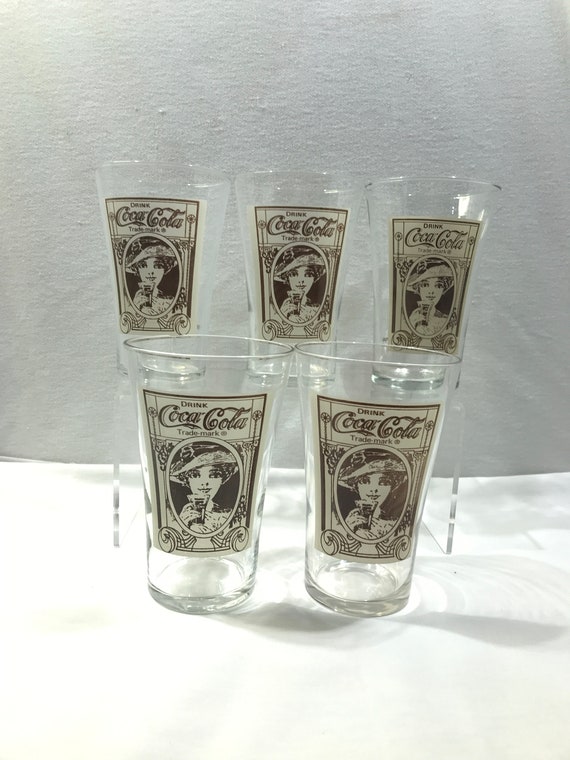 Coca-cola Glass Set, Vintage 16 Oz Soda Fountain Drinking Glasses, Set of 5  Collectible Tumblers 