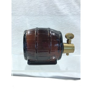 Avon barrel on tap bottle, brown glass barrel shaped cologne bottle, 1970s Avon