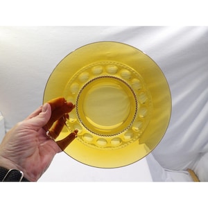 Vintage Amber Glass 8.25&quot; plates, Indiana Glass Kings Crown Thumbprint, 1 plate