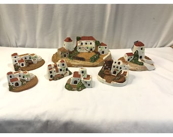 Vintage Miniature Spanish Adobe Village Set: Mallorca Terracotta Houses