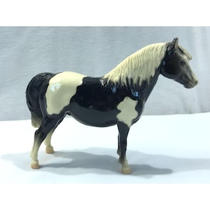 Breyer Molding Co horse, black and white vintage toy horse, molded hard plastic