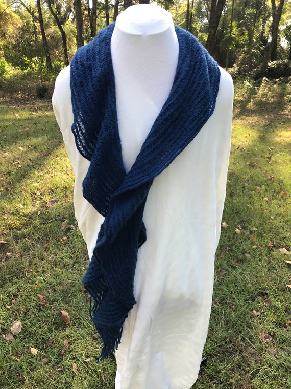 Ladies winter scarf, 6" wide 88" long, dark blue … - image 10